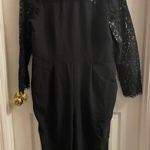Draper James Black Jumpsuit with Lace Sleeves